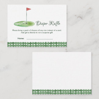 Tarjeta De Recepción Green Gingham Golf Baby Shower Diaper Raffle