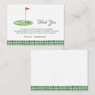 Tarjeta De Recepción Green Gingham Golf Baby Shower Thank You