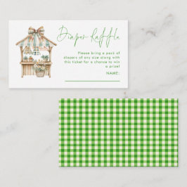Tarjeta De Recepción Green Gingham Market Diaper Raffle Baby Shower