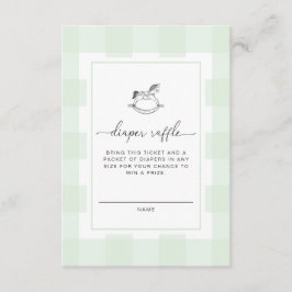 Tarjeta De Recepción Green Gingham Rocse Horse Diaper Raffle Ticket