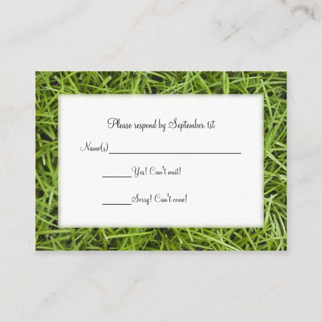 Tarjeta De Recepción Green Grass Backyard Wedding RSVP (Anverso)