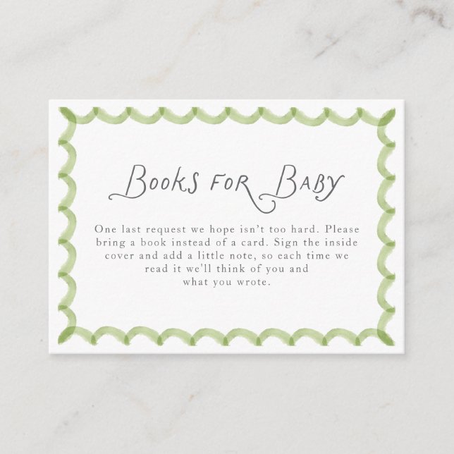 Tarjeta De Recepción Green Hand Painted Frame Books for Baby (Anverso)