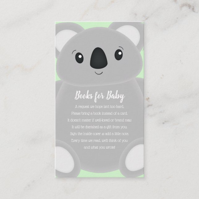 Tarjeta De Recepción Green Koala Bear Baby Shower (Anverso)