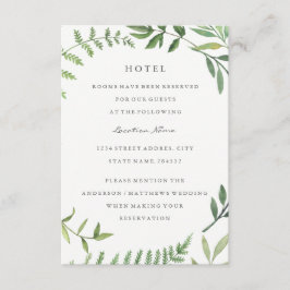 Tarjeta De Recepción Green Leaf Boda Hotel Alojamiento