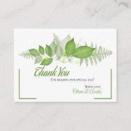 Tarjeta De Recepción Green Leaves Foliage Botanage Gracias