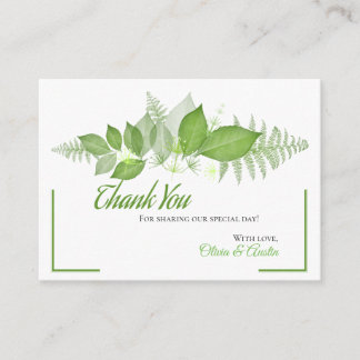 Tarjeta De Recepción Green Leaves Foliage Botanage Gracias
