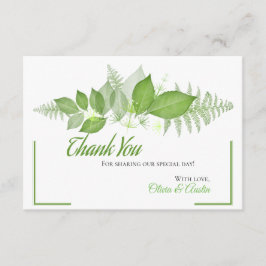 Tarjeta De Recepción Green Leaves Foliage Botanage Gracias