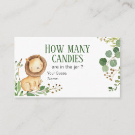 Tarjeta De Recepción Green Lion Baby Cuántas Candies Enclosure Card