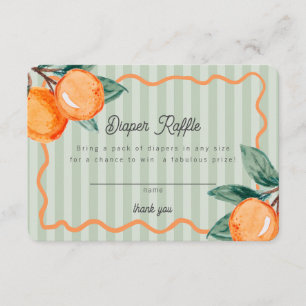 Tarjeta De Recepción Green Little Cutie Citrus Baby Diaper Raffle