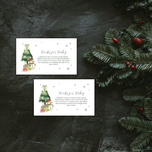 Tarjeta De Recepción Green Modern Winter Snowman Books For Baby Shower (Green Modern Winter Snowman Books For Baby Shower Enclosure Card)