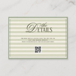 Tarjeta De Recepción Green Old Money Wedding QR code Details