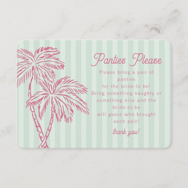 Tarjeta De Recepción Green Palm Springs Pastel Beach Panties, Por Favor (Anverso)