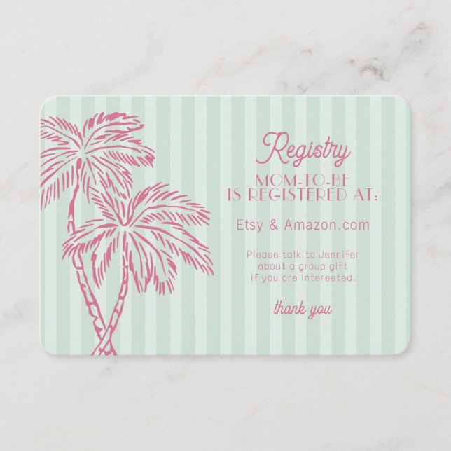 Tarjeta De Recepción Green Palm Springs Pastel Beach Registry Insert (Anverso)