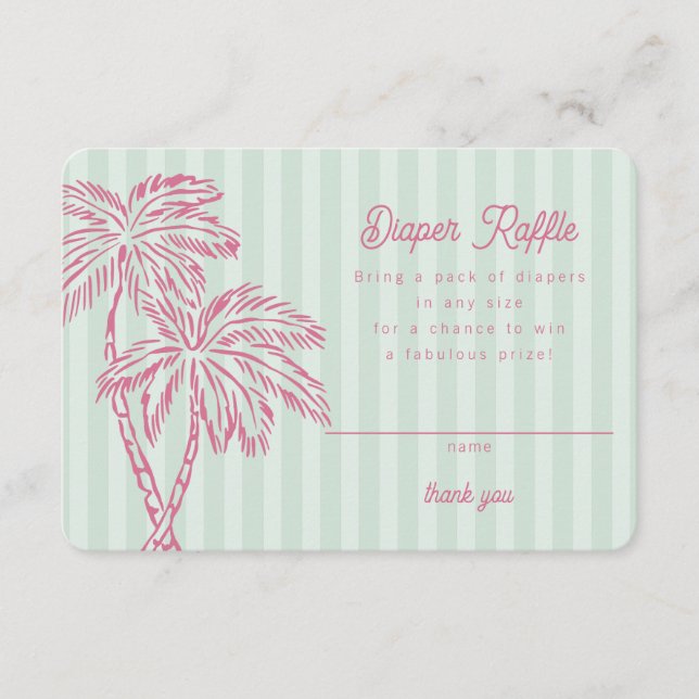 Tarjeta De Recepción Green Palm Springs Pastel Diaper Raffle Insert (Anverso)
