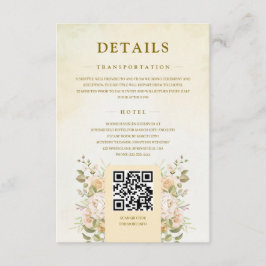 Tarjeta De Recepción Green Pastel Floral Watercolor Wedding QR Details 