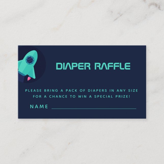 Tarjeta De Recepción Green Rocket Spaceship Space Thema Diaper Raffle (Anverso)