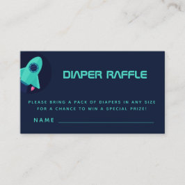 Tarjeta De Recepción Green Rocket Spaceship Space Thema Diaper Raffle