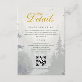 Tarjeta De Recepción Green Rustic Forest Watercolor Wedding Details