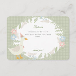 Tarjeta De Recepción Green Silly Goose Gingham Floral Details