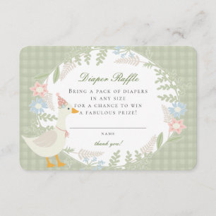 Tarjeta De Recepción Green Silly Goose Gingham Floral Diaper Raffle
