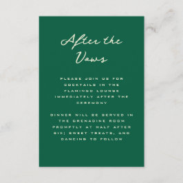 Tarjeta De Recepción Green Simple and Chic Tennis Club Reception