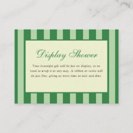 Tarjeta De Recepción Green Striped Bridal Shower Display Shower