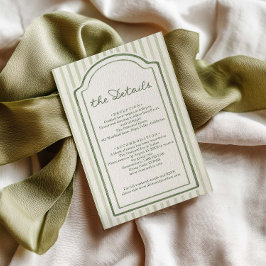 Tarjeta De Recepción Green Striped Wedding Details