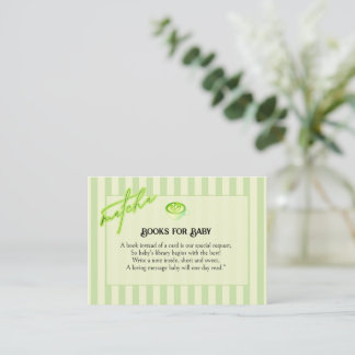 Tarjeta De Recepción  Green Stripes  Matcha  Books for Baby 