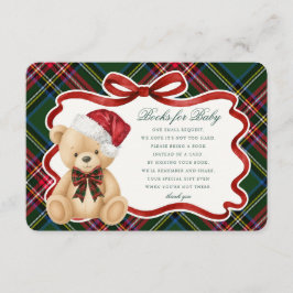 Tarjeta De Recepción Green Tartan Christmas Bear Books for Baby Card