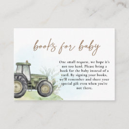 Tarjeta De Recepción Green Tractor Ranch Farm Boks For Baby Watercolor