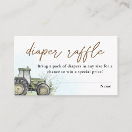 Tarjeta De Recepción Green Tractor Ranch Farm Diaper Raffle Watercolor