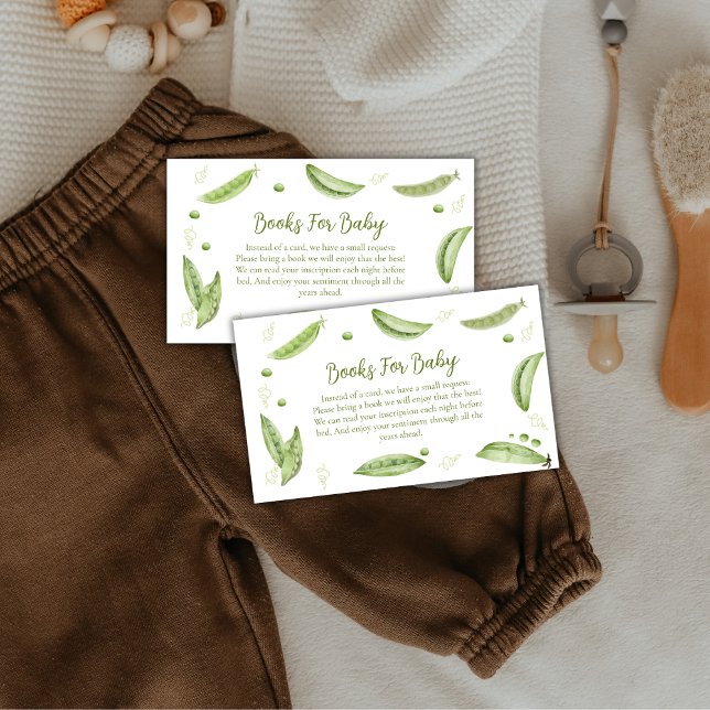 Tarjeta De Recepción Green Veggie Sweet Pea Books Para Baby Shower (Greenery Veggie Sweet Pea Books For Baby Shower Enclosure Card)
