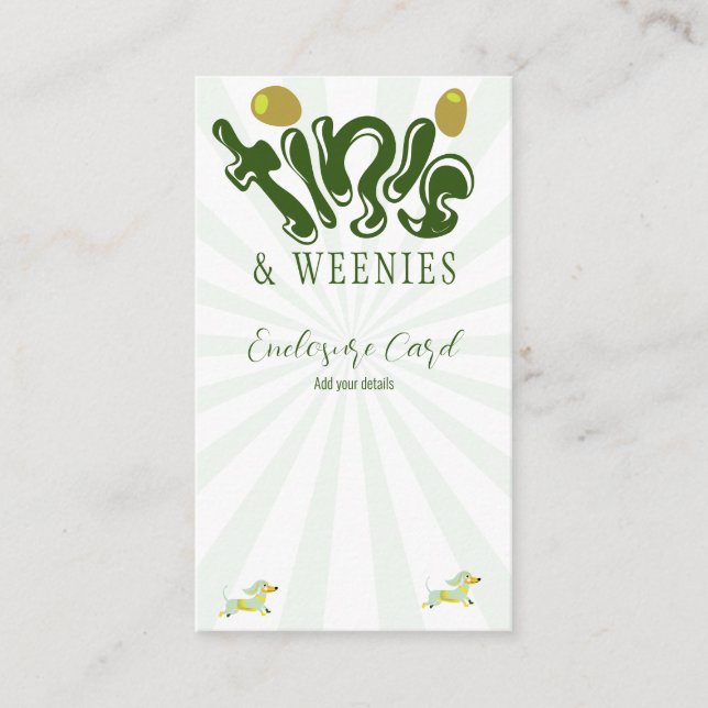 Tarjeta De Recepción Green Weenies & Tinis Divertido Martini cumpleaños (Anverso)