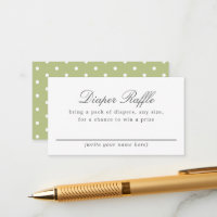 Green White Polka Dot Baby Shower Diaper Raffle