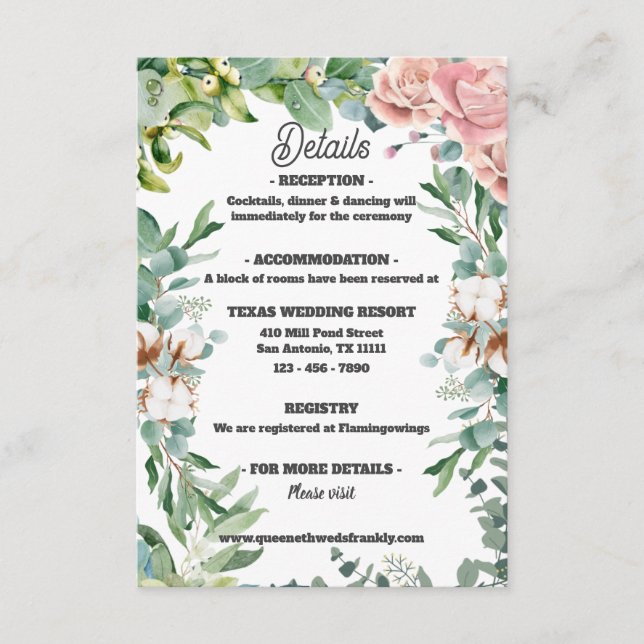 Tarjeta De Recepción Greeneration Eucalyptus Leave Floral Boda (Anverso)