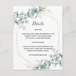 Tarjeta De Recepción Greeneration Gold Geometric Rustic Eucalyptus Boda