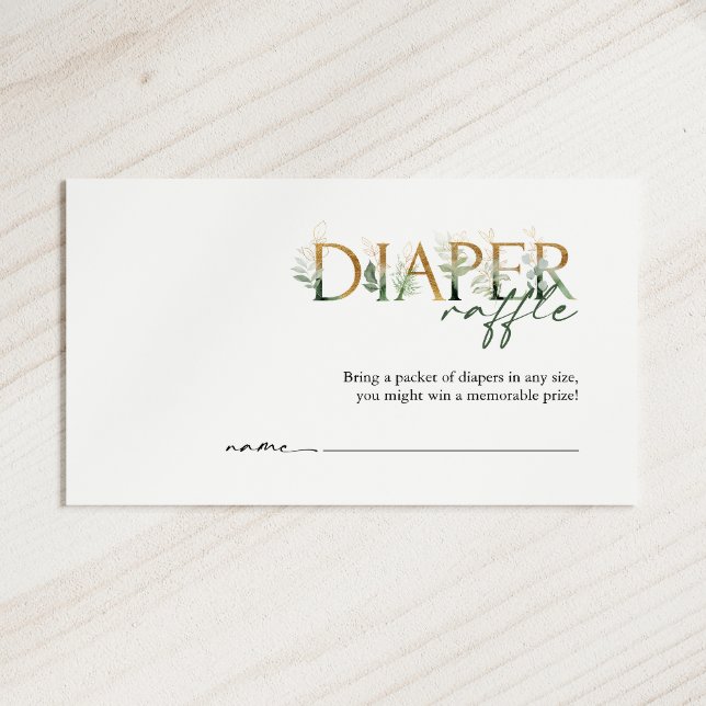 Tarjeta De Recepción Greenery and Gold Diaper Raffle Baby Shower (Subido por el creador)