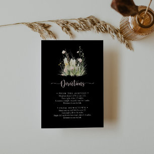 Tarjeta De Recepción Greenery Boho Wildflower dirección Boda negro