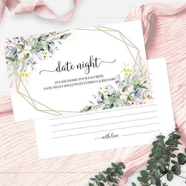 Tarjeta De Recepción Greenery Bridal Shower Date Jar Cards nocturnos (Subido por el creador)