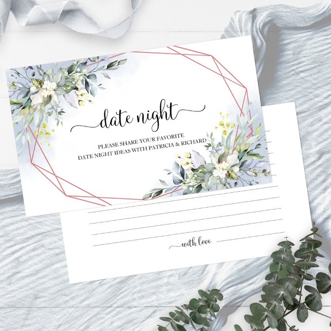 Tarjeta De Recepción Greenery Bridal Shower Date Jar Cards nocturnos (Subido por el creador)