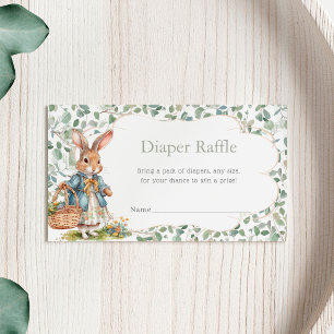 Tarjeta De Recepción Greenery Bunny Chica Baby Shower Diaper Raffle