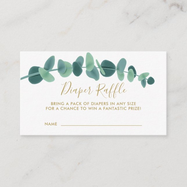 Tarjeta De Recepción Greenery Eucalyptus Baby Shower (Anverso)