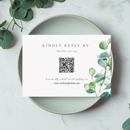 Tarjeta De Recepción Greenery Eucalyptus Watercolor Wedding RSVP