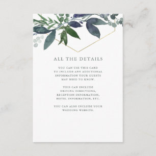 Tarjeta De Recepción Greenery Geo Detalles del Boda de oro