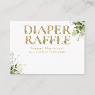 Tarjeta De Recepción Greenery Gold Diaper Raffle Baby Shower