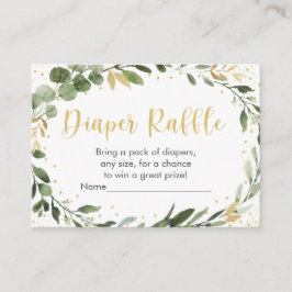 Tarjeta De Recepción Greenery Gold Eucalyptus Baby Shower Diaper Raffle