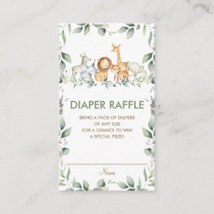 Tarjeta De Recepción Greenery Jungle Animals Baby Shower Diaper Raffle
