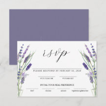 Greenery Lavender Lilac Purple Lila Wedding RSVP
