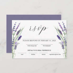 Tarjeta De Recepción Greenery Lavender Lilac Purple Lila Wedding RSVP