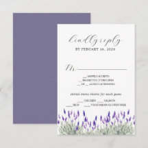 Greenery Lavender Lilac Purple Lila Wedding RSVP E